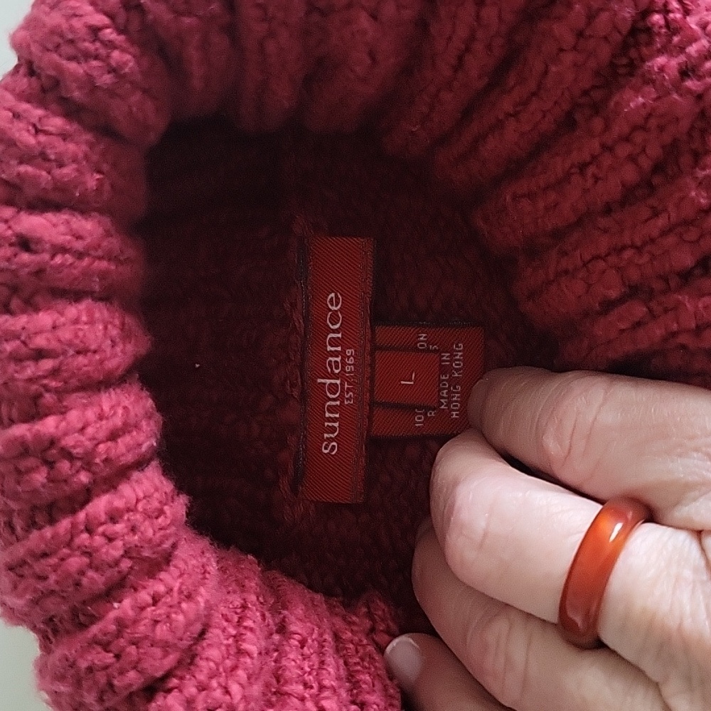 Sundance Red Cowl Turtleneck Sweater - Picture 2 of 5